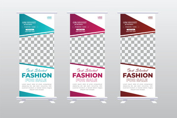 Modern Fashion sale roll up banner, editable stand banner, Retractable Banners design template