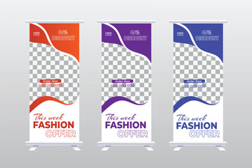 Modern Fashion sale roll up banner, editable stand banner, Retractable Banners design template