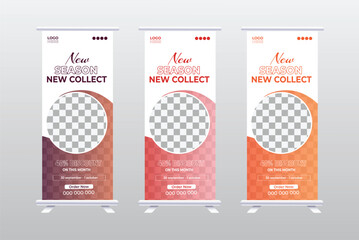 Modern Fashion sale roll up banner, editable stand banner, Retractable Banners design template