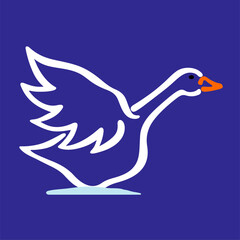 Goose silhouette over blue background