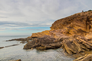 Fototapeta na wymiar Mille-Feuille Cove located on the Cap Bon of Tunisia, in Korbous.