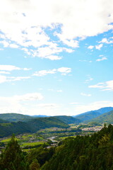 Fototapeta na wymiar 馬籠峠から木曽の街並み（長野県）