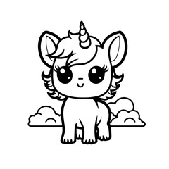 Obraz na płótnie Canvas Whimsical Cute Unicorn Vector Illustration