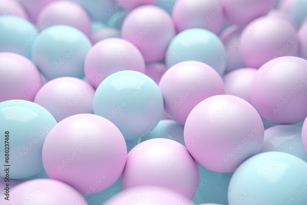 Aufkleber abstract background with colorful spheres. minimalistic glossy balls in pastel colors. generative ai