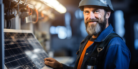 portrait of Energy Engineer. Design, develop, evaluate energy-related projects or programs to reduce energy costs, improve energy efficiency during the designing, building or remodeling