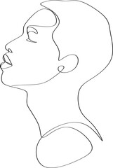 Continuous line of a male body. Vector portrait of a strong man. Vector minimalistic design for wall art, print, card, poster.