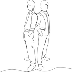Vector illustration of two men.Happy together. Lovers sketch drawing. LGBT concept. Vector illustration of a gay couple.
