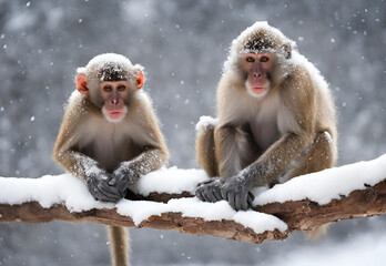 Funny monkey winter time.AI generated