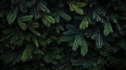 Spruce thorny branches, dark background.Generative AI  - obrazy, fototapety, plakaty