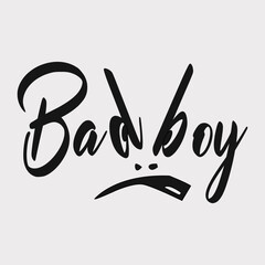Bad boy typography with angry face. Vector illustration for tshirt, , logo, clip art, poster and print on demand merchandise, hoodie, website, print, application © Creative Design