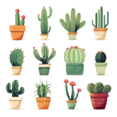Fototapete Kaktus im Topf cactuses in pots watercolor style illustration on png transparent background, generative ai