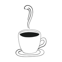 Cup of coffee line doodle hand drawn. Vector illustration isolated on white background