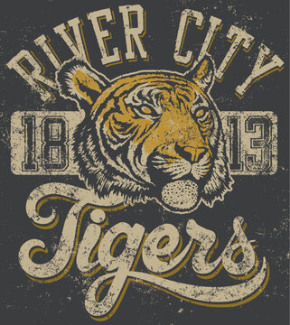 tiger head symbol - Vector graphic art for a t-shirt - Vector art, typographic quote t-shirt, or Poster design.