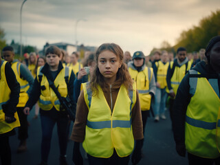 Obraz premium demonstrations and protests by children and young people, fictional location