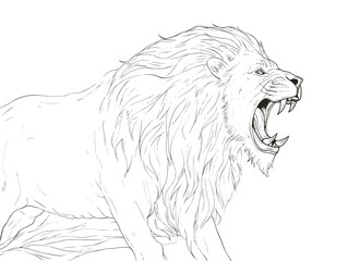 A Drawing Of A Lion Roaring - A powerful roaring lion.