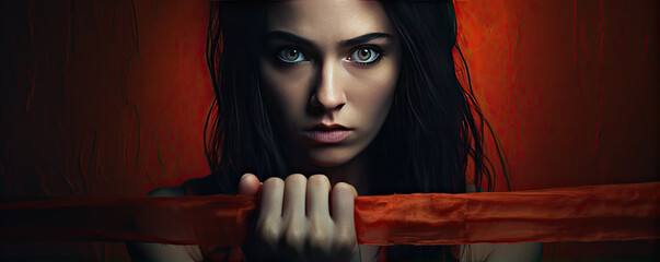 Domestic violence concept.  Stop fear and violence against women. copy space for text.