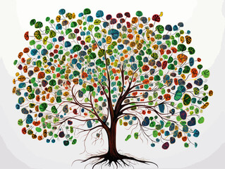 A Tree With Many Leaves - A tree composed of many colorful clover.