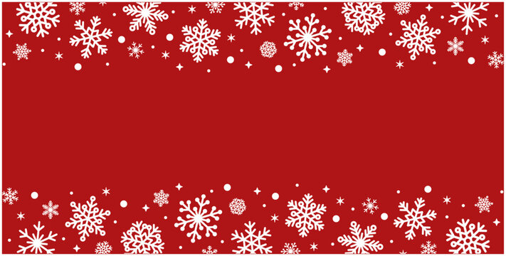 red white snow snowflake frame header banner border winter holiday season celebrate christmas sparkling beautiful luxury vector illustration graphic design long 