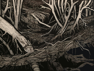 A Tree Branches And Roots - Chinese printmakers carve exquisite prints.