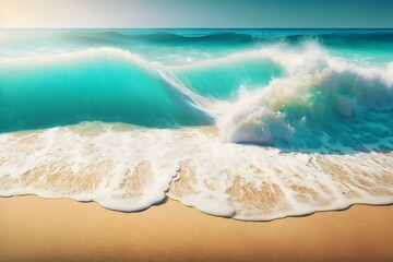 waves on the beach. Generative AI. 