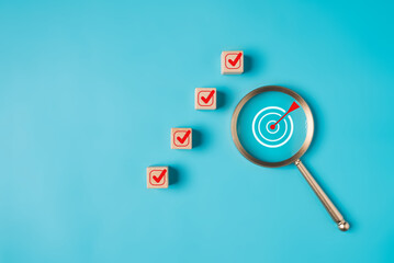 Strategy target goal icons on background, Successful project plan, Business strategy planning...