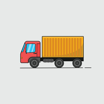 Cargo Truck or Lorry Vector Illustration. Transport Truck Concept Design Isolated Vector.