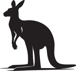 Kangaroo Silhouette, Cute Kangaroo Silhouette Vector Illustration