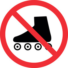 No Roller skating sign. Forbidden signs and symbols.
