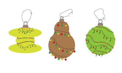 Festive balloons. New Year's balls. Christmas tree decoration.