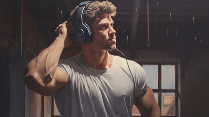 man listening to music