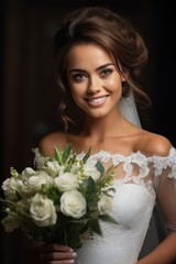Naklejka premium Beautiful Bride Radiates Grace Before Ceremony