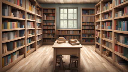 Stationary items and other supplies kept well set in drawers along with books and other items | Ai illustration