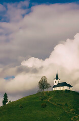 autumn landscape with church, slovenia V