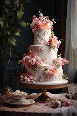 Obraz na płótnie Canvas Vintage Wedding Cake in Exquisite Detail