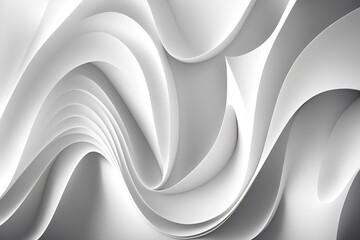 abstract white gradient background with waves. Generative AI. 