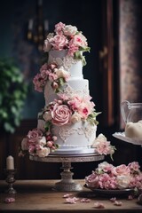 Obraz na płótnie Canvas Delicate Details of a Vintage-Inspired Wedding Dessert