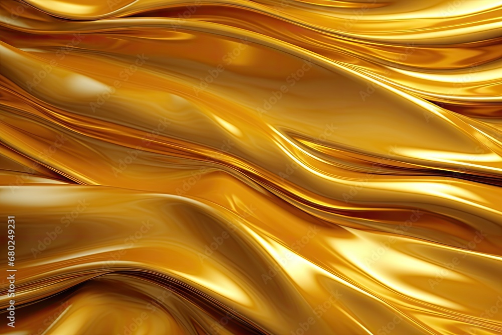 Poster a close up of a gold cloth with a wavy design on the bottom and bottom of the fabric in the middle o