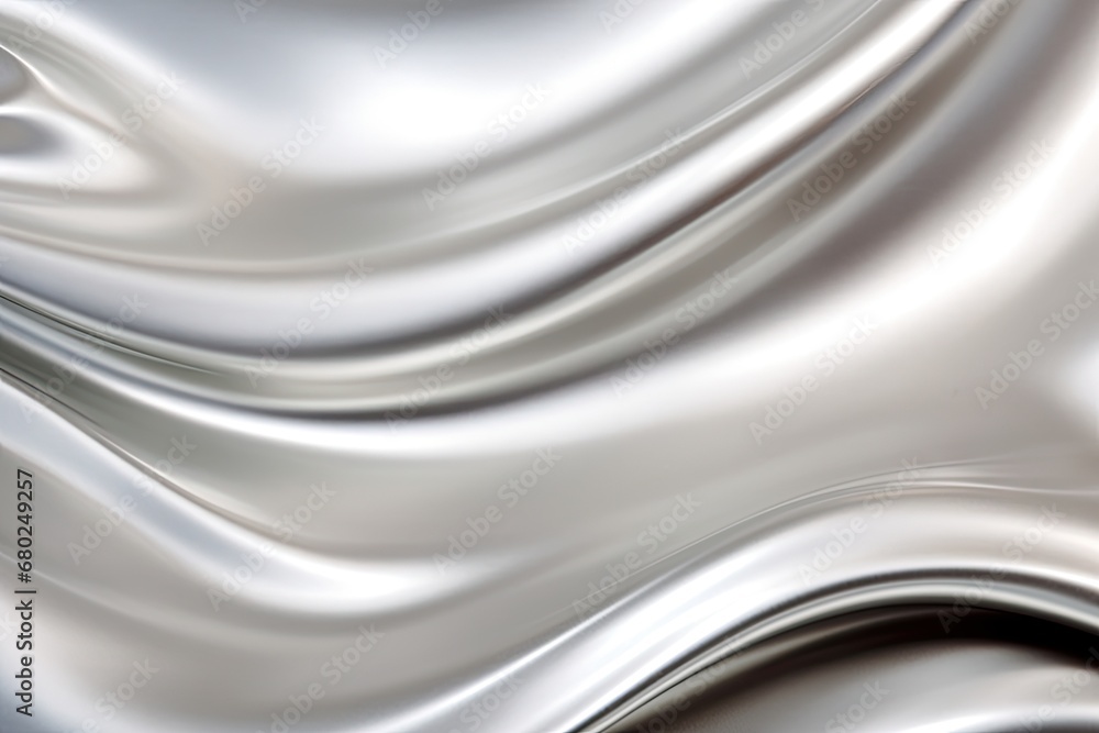 Poster a close up view of a silver fabric with a wavy design on the top of the image and bottom of the imag