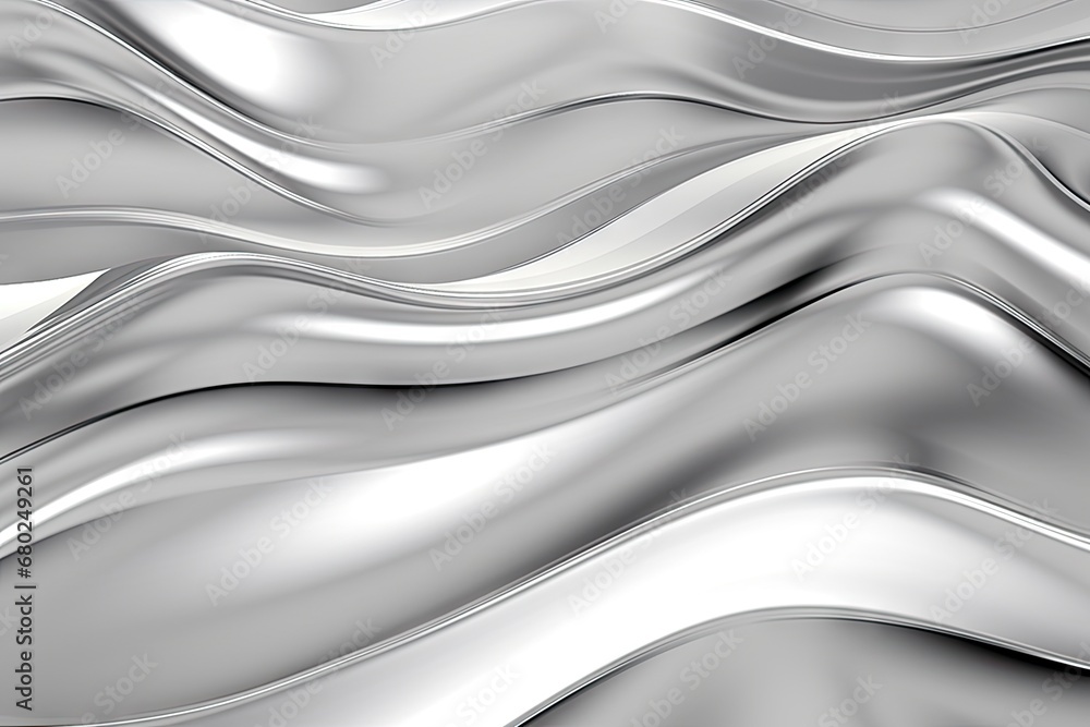 Poster a close up of a metal surface with a wavy pattern in the middle of the image and a white background 