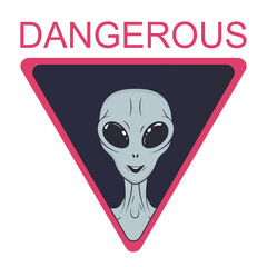 A warning sign about the danger of an alien attack. Gradient. Vector illustration.