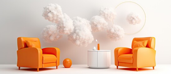 In a white isolated room, the background seemed to portray the concept of health and a smoke-free lifestyle, while the orange hue infiltrated the air symbolizing the battle against cancer and the care - obrazy, fototapety, plakaty