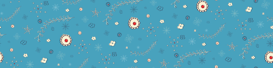 seamless pattern with abstract plant elements vector illustration