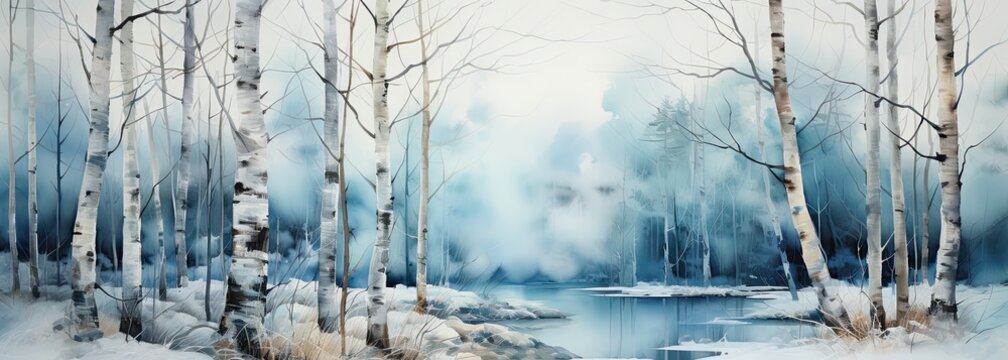 painted white birch tree forest