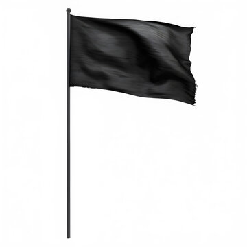 blank black flag on pole isolated on white background ,generative ai