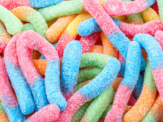 colorful gummy worms candy
