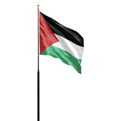 palestine flag in pole isolated on white background ,palestinian flag png ,generative ai