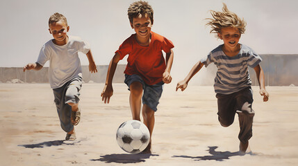 children playing soccer