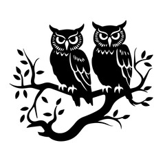Whimsical Owl Family Vector Illustration