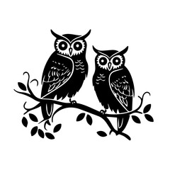 Whimsical Owl Family Vector Illustration