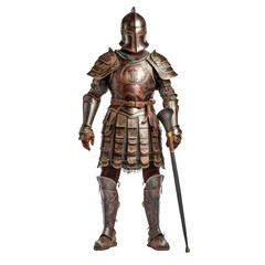 ancient kingdom warrior armor isolated on transparent background ,medieval warrior armor ,generative ai